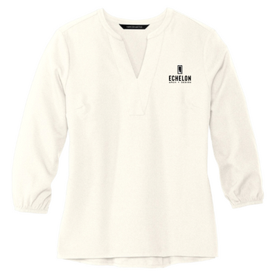 EchelonAD - MERCER+METTLE Women's Stretch Crepe 3/4-Sleeve Blouse