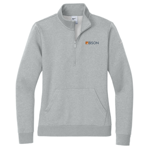 29Bison Nike Ladies Club Fleece Sleeve Swoosh 1/2-Zip - White
