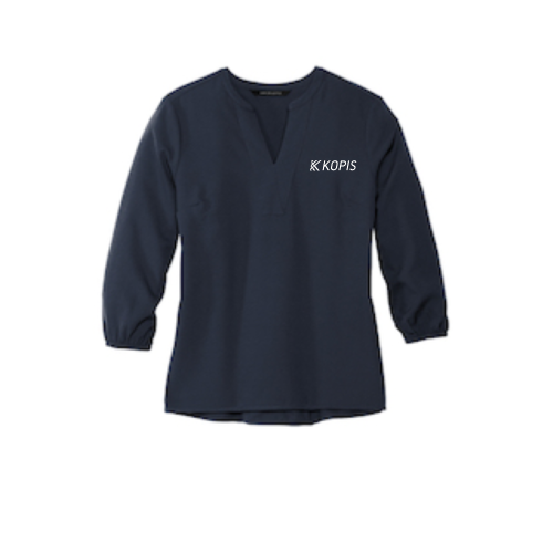 Kopis - Women's Stretch Crepe Three Quarter Sleeve Blouse