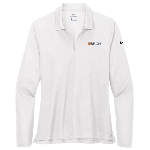 29Bison Nike Ladies Dri-FIT Long Sleeve Polo - White