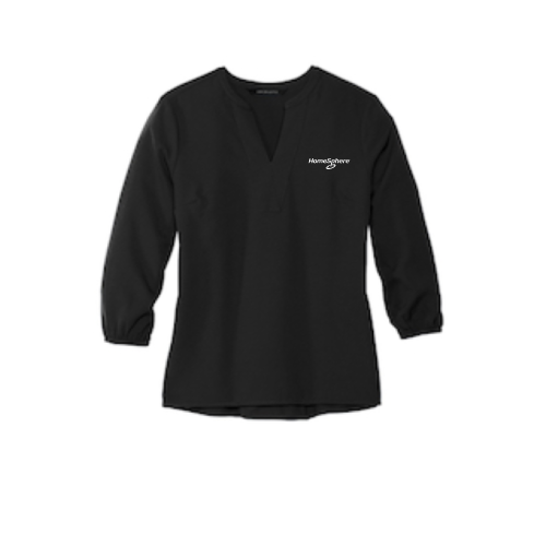 HomeSphere MERCER+METTLE Women's Stretch Crepe 3/4-Sleeve Blouse