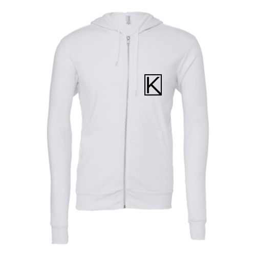 EKTeam - Unisex Sponge Fleece Full-Zip Hooded Sweatshirt - White