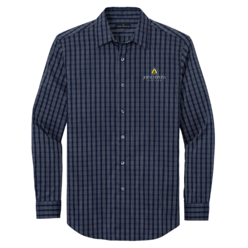 JohnsHopkins - BrooksBrothers - Men's Tech Stretch Pattern Shirt - Navy