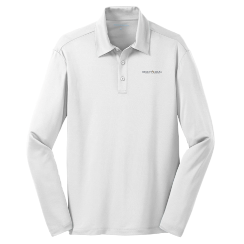 BrackettandEllis - Port Authority - Silk Touch Performance Long Sleeve Polo - White