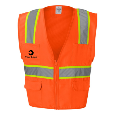 Solid Front Safety Vest With Mesh Back
