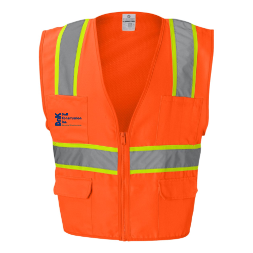 BnKConstruction - Solid Front Safety Vest With Mesh Back