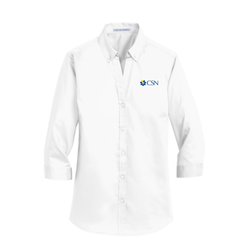 CSN - Port Authority - Ladies Three-Quarter Sleeve Shirt - White