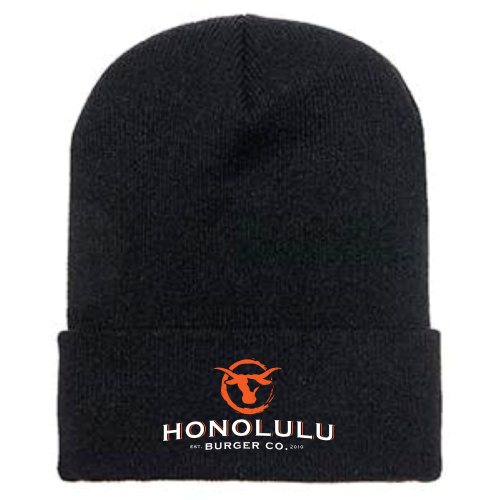 HonoluluBurger - Cuffed Knit Beanie - Black