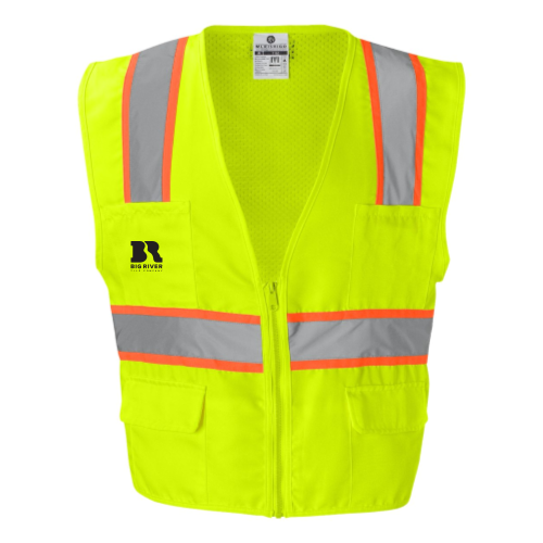 BigRiverTile - Solid Front Safety Vest With Mesh Back