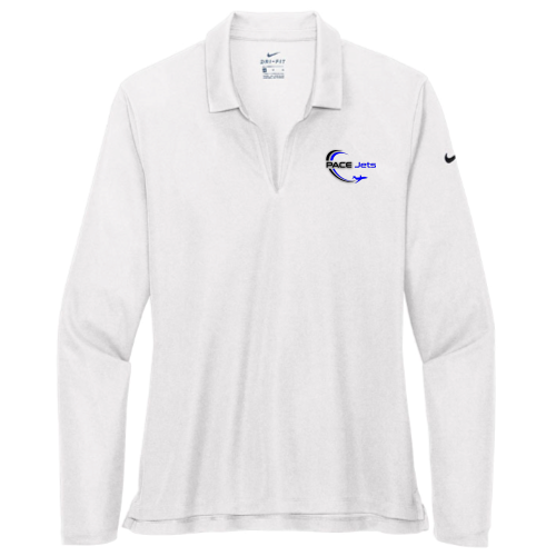 PaceGroup Nike - Ladies Dri-FIT Long Sleeve Polo White