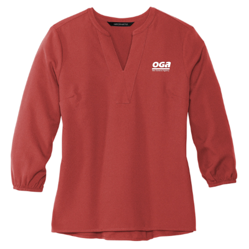 OGA - MERCER+METTLE Women's Stretch Crepe 3/4-Sleeve Blouse