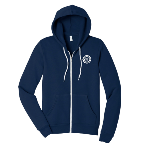 FerrisCoffee - Unisex Sponge Fleece Full-Zip Hooded Sweatshirt - 100 Year Badge Left Chest