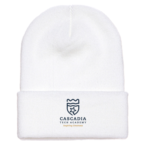 CascadiaTechAcademy - White Cuffed Knit Beanie Yupoong
