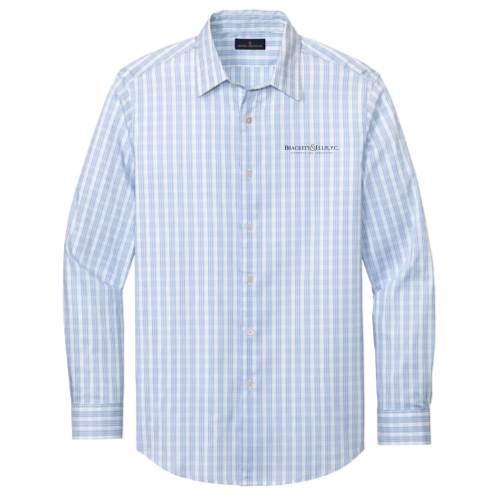 BrackettandEllis - Brooks Brothers Tech Stretch Patterned Shirt - white/newport blud grid check