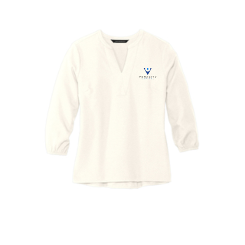 VeracityCapital - MERCER+METTLE Women's Stretch Crepe 3/4-Sleeve Blouse MM2011