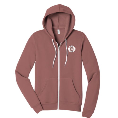FerrisCoffee - Unisex Sponge Fleece Full-Zip Hooded Sweatshirt - 100 Year Badge Left Chest