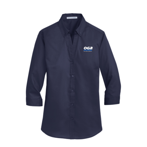OGA - Port Authority Ladies 3/4-Sleeve SuperPro Twill Shirt - v2