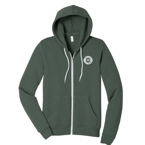 FerrisCoffee - Unisex Sponge Fleece Full-Zip Hooded Sweatshirt - 100 Year Badge Left Chest