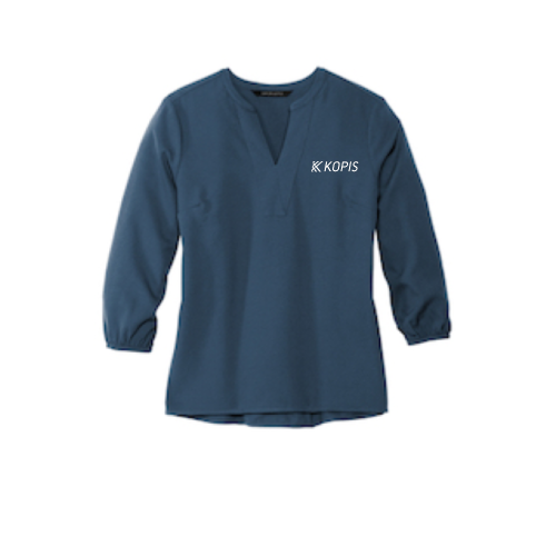 Kopis - Women's Stretch Crepe Three Quarter Sleeve Blouse