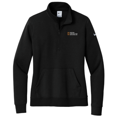 EbersonConstruction - Nike Ladies Club Fleece Sleeve Swoosh 1/2-Zip NKDX6720 - Black