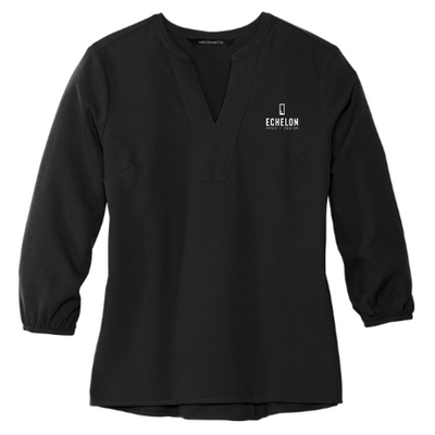 EchelonAD - MERCER+METTLE Women's Stretch Crepe 3/4-Sleeve Blouse - Black