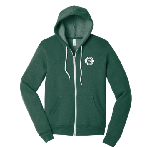 FerrisCoffee - Unisex Sponge Fleece Full-Zip Hooded Sweatshirt - 100 Year Badge Left Chest