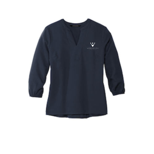 VeracityCapital - MERCER+METTLE Women's Stretch Crepe 3/4-Sleeve Blouse MM2011