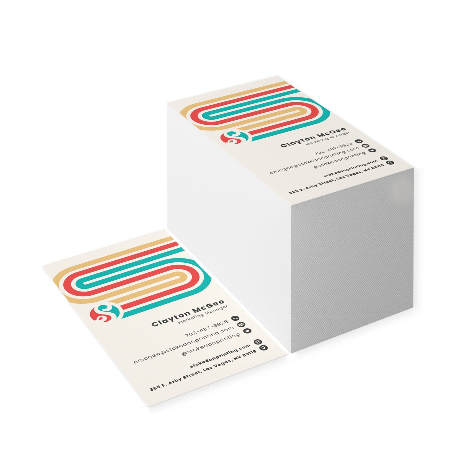 Retro Stripe Business Cards — Colorful Modern Professional Design