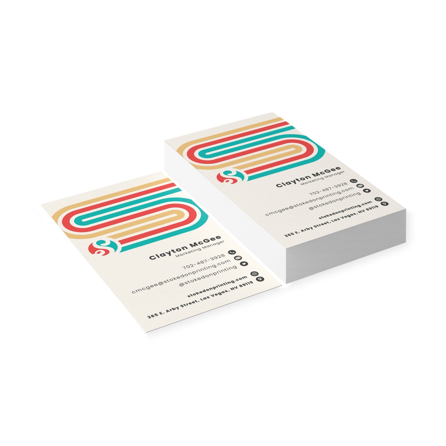 Retro Stripe Business Cards — Colorful Modern Professional Design