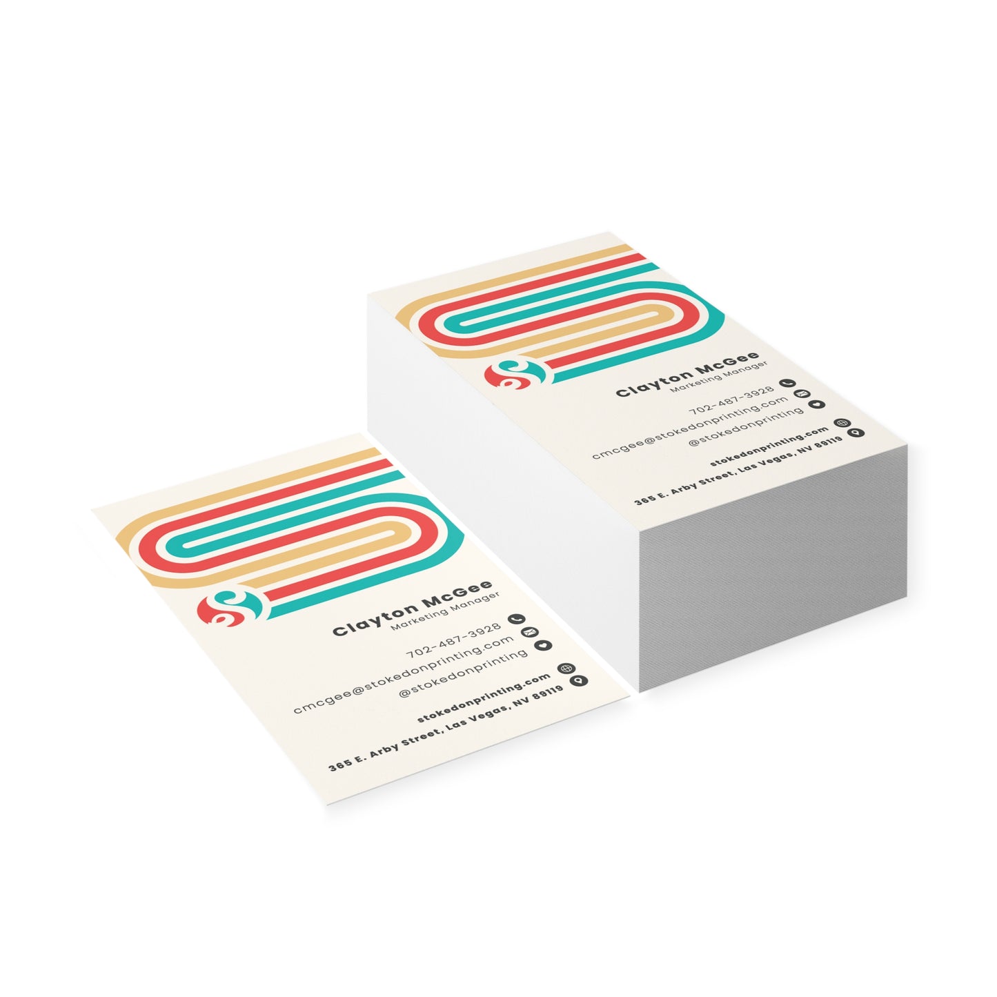 Retro Stripe Business Cards — Colorful Modern Professional Design