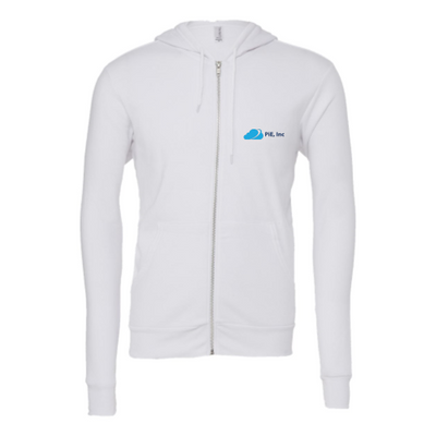 PiE - White Unisex Sponge Fleece Full-Zip Hooded Sweatshirt