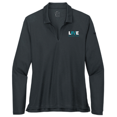 LiveHydrationSpa - Nike Ladies Dri-FIT Micro Pique 2.0 Long Sleeve Polo - v2