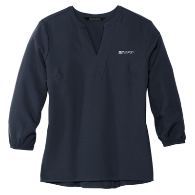 SENERGY -MERCER+METTLE Women's Stretch Crepe 3/4-Sleeve Blouse