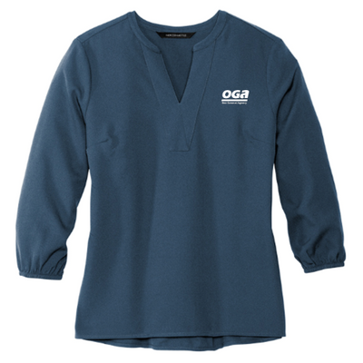 OGA - MERCER+METTLE Women's Stretch Crepe 3/4-Sleeve Blouse