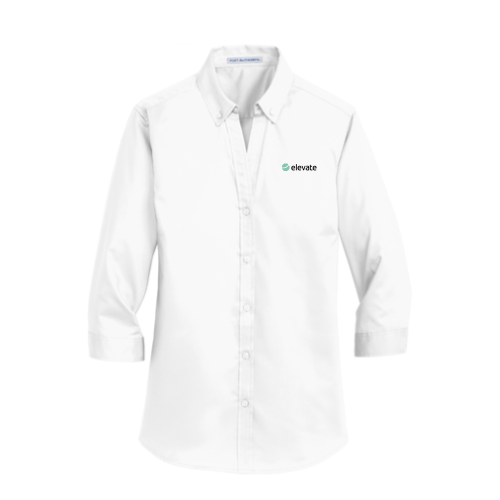 Elevate - Port Authority Ladies 3/4-Sleeve SuperPro™ Twill Shirt White