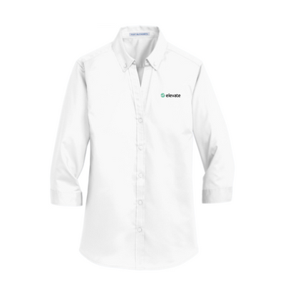 Elevate - Port Authority Ladies 3/4-Sleeve SuperPro™ Twill Shirt White