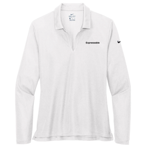 Expressable - Nike - Ladies Dri-FIT Long Sleeve Polo - White