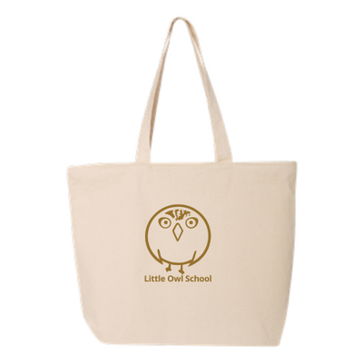 LittleOwlSchool - 24.5L Canvas Zippered Tote