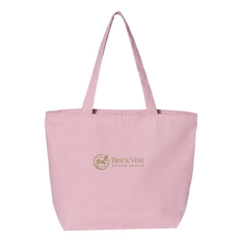 Brickvine - 24.5L Canvas Zippered Tote - Lt Pink / Navy