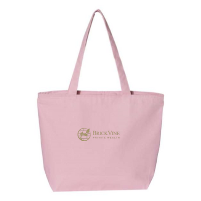 Brickvine - 24.5L Canvas Zippered Tote - Lt Pink / Navy
