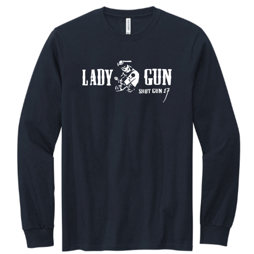 ShotGunLawEnforcementMC - Volunteer Knitwear Chore Long Sleeve Tee USA-Made v10 "Lady Gun"