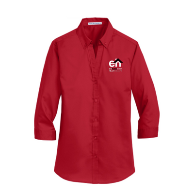 EdHuckTeam - Red Port Authority - Ladies Three-Quarter Sleeve Shirt