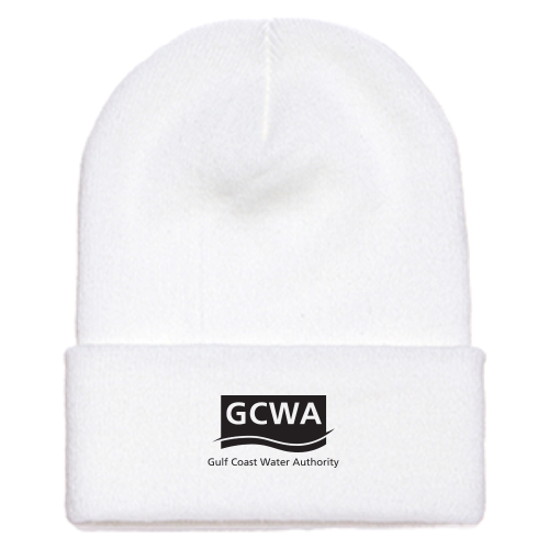 GulfCoastWaterAuthority - Cuffed Knit Beanie - White