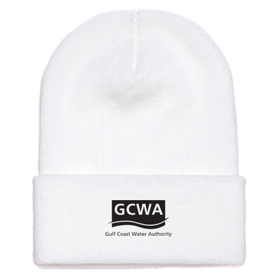 GulfCoastWaterAuthority - Cuffed Knit Beanie - White
