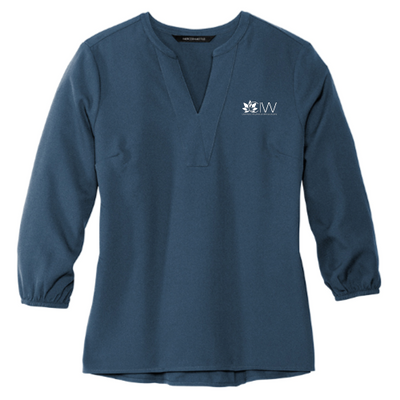 OGA - MERCER+METTLE Women's Stretch Crepe 3/4-Sleeve Blouse - v2