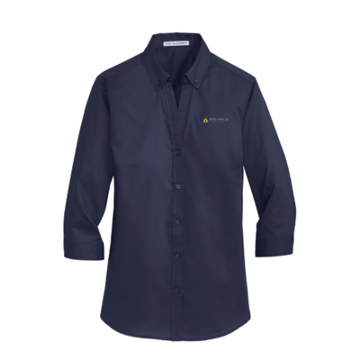 JohnsHopkins - Port Authority - Ladies Three-Quarter Sleeve Shirt - Black / Navy