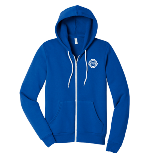 FerrisCoffee - Unisex Sponge Fleece Full-Zip Hooded Sweatshirt - 100 Year Badge Left Chest