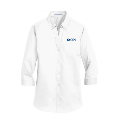 CSN - Port Authority - Ladies Three-Quarter Sleeve Shirt - White