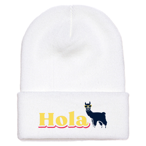 HolaMarketingFirm - Cuffed Knit Beanie -White