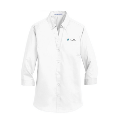TSCPA - Port Authority Ladies 3/4-Sleeve SuperPro Twill Shirt - v1